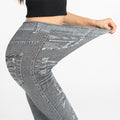 Wish hot-selling summer distressed print faux denim leggings -  cross-border hot seller, thin, high-stretch, all-in-one pants