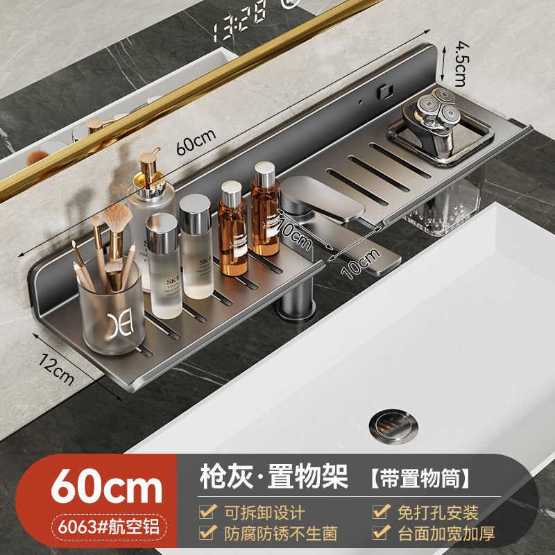 Washstand Shelf Mirror Front Faucet Washstand Washbasin Wall Hanging No Punching Storage Bathroom Toilet