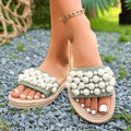 Plus size pearl elastic women's sandals -  summer collection - open toe roman beach sandals for wholesale