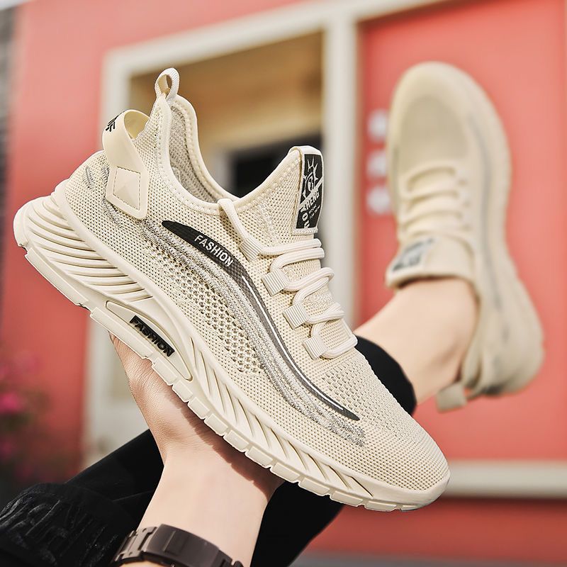 2025 winter new men's flyknit breathable anti-odor mesh anti-slip soft sole lightweight athletic casual trendy shoes