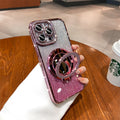 Apple 17pro luxury rhinestone glitter suitable for iphone 16e mobile phone case 15 water ripple mirror bracket magnetic suction