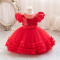 Ready-to-ship wholesale children's sequin dress, tulle cake princess dress, first birthday evening gown, girl dress