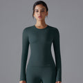 New double-sided brushed nylon long-sleeve yoga top - barely-there feel, casual pilates, running, and workout long-sleeve fitness top