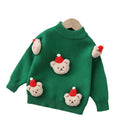 christmas kids' fleece-lined sweater: thickened, hand-knitted cartoon bear base layer for boys and girls