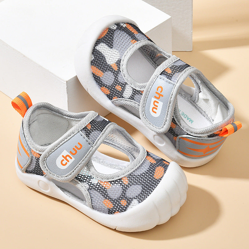 Baby sandals for boys, summer first walker shoes, 0-1-2 years old infant anti-slip soft sole mesh shoes for babies and toddlers, baby girl shoes