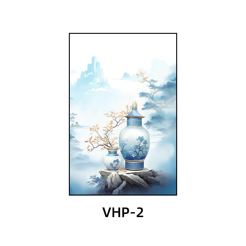 Blue and white porcelain decorative painting vase porcelain ceramic new Chinese style living room hanging painting hotel hotel restaurant box Chinese style