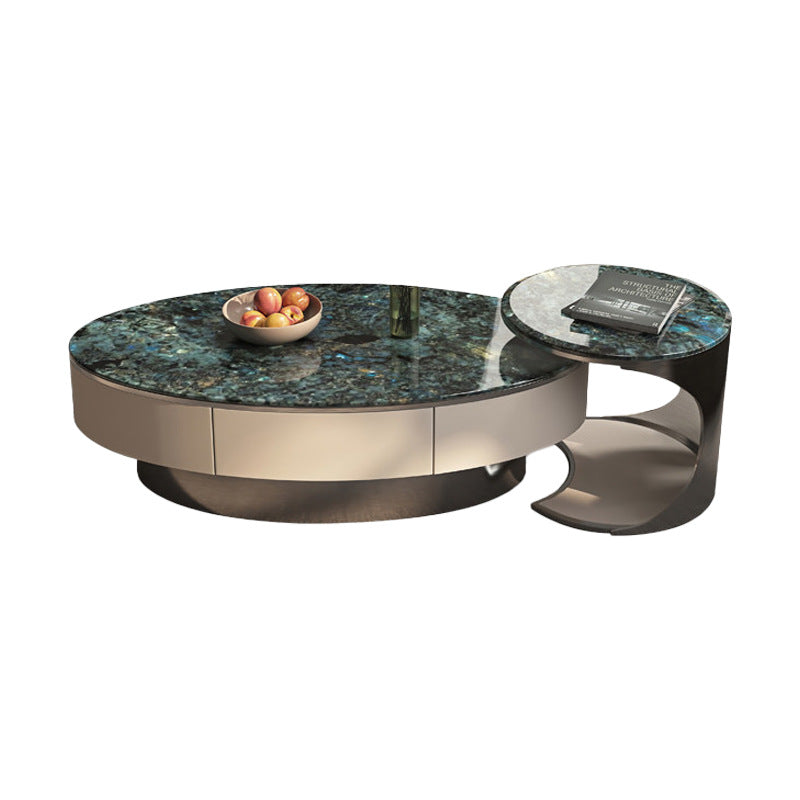 Ready-to-ship natural marble coffee table, italian-inspired minimalist luxury, oval-shaped, various sizes, combination tea table set, wholesale high-end coffee table for living room