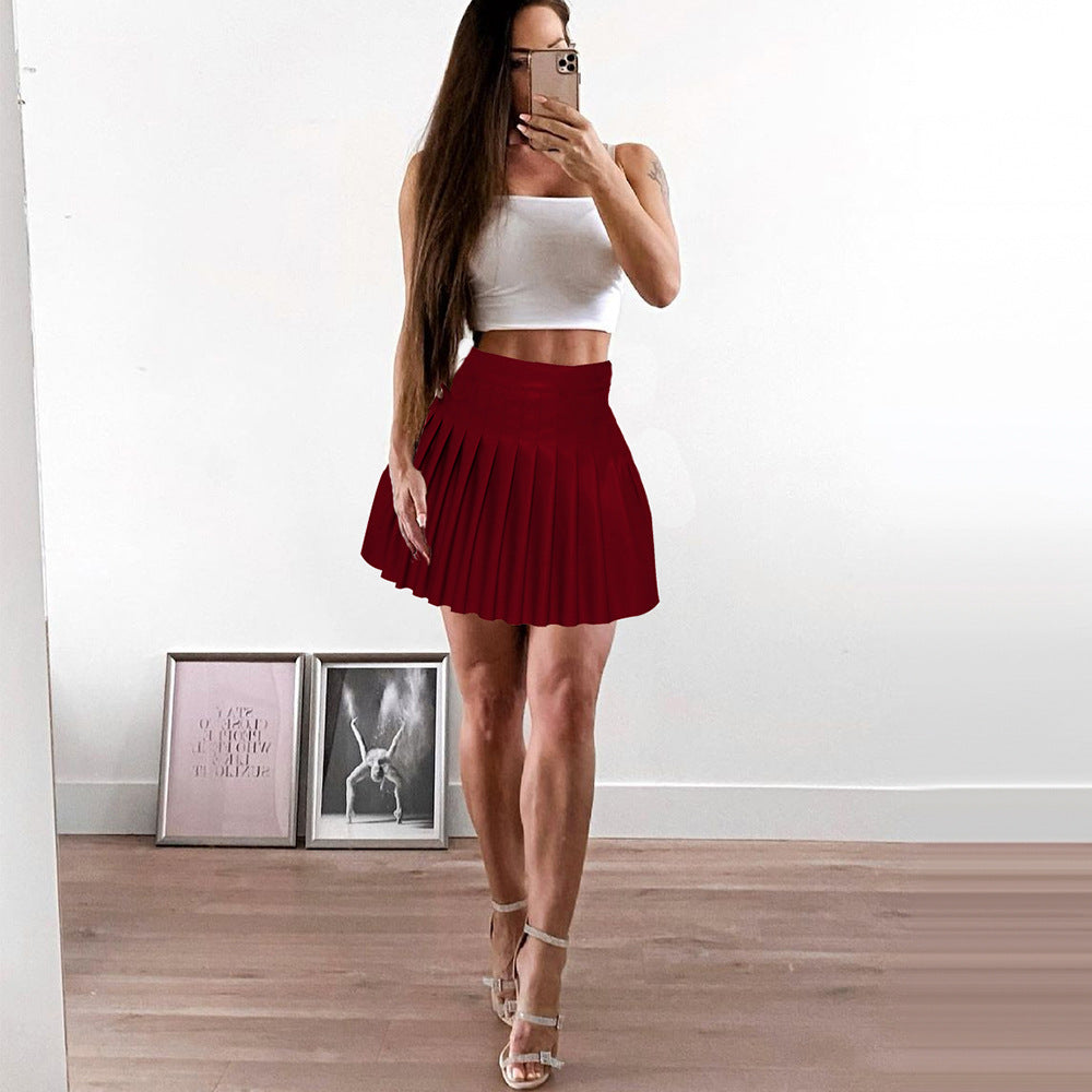 Aliexpress  pleated skirt fashionpu leather skirt a-line bottom skirt women's high waist skirt skirt new arrival leather skirt