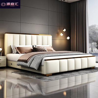 Italian light luxury master bedroom double bed ultra-thin bedside bed classy master bedroom bedroom for home storage princess wedding bed