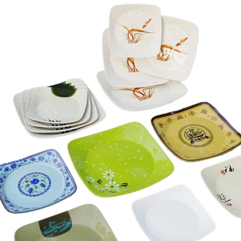 10-pack square heavy-duty melamine dinnerware - durable, shatter-resistant, perfect for bbq, fast food, cafeteria, restaurant, stir-fry, and serving dishes - commercial grade
