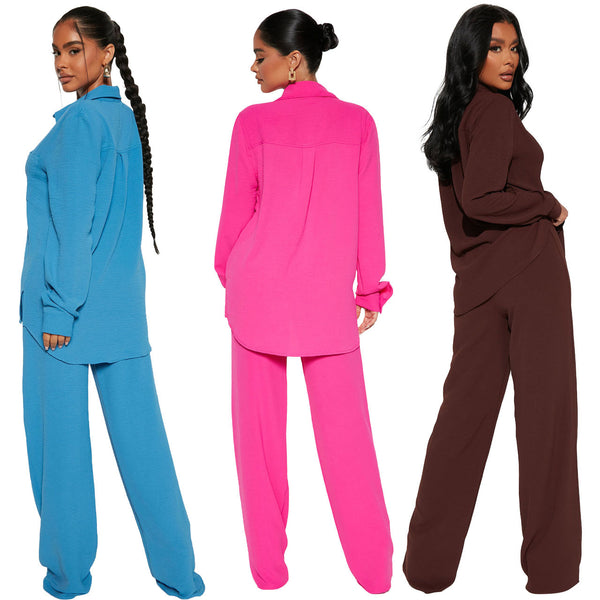 YD8765-B2 special products are non-refundable and non-exchangeable, European beautiful women fashion casual elastic washing water wrinkle two-piece set