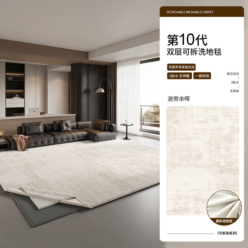 Removable and washable carpet, living room italian style, light luxury, high-end, double-layer, machine washable sofa sound insulation pad, anti-fouling and dirt-resistant carpet