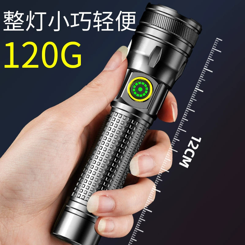Cross-border new white laser flashlight charging portable digital electric display all-aluminum alloy flashlight strong light long battery life