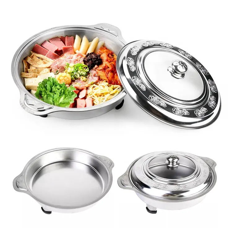simple stainless steel lace round three-legged dining stove with cover hotel restaurant grilled fish stove buffet stove wholesale