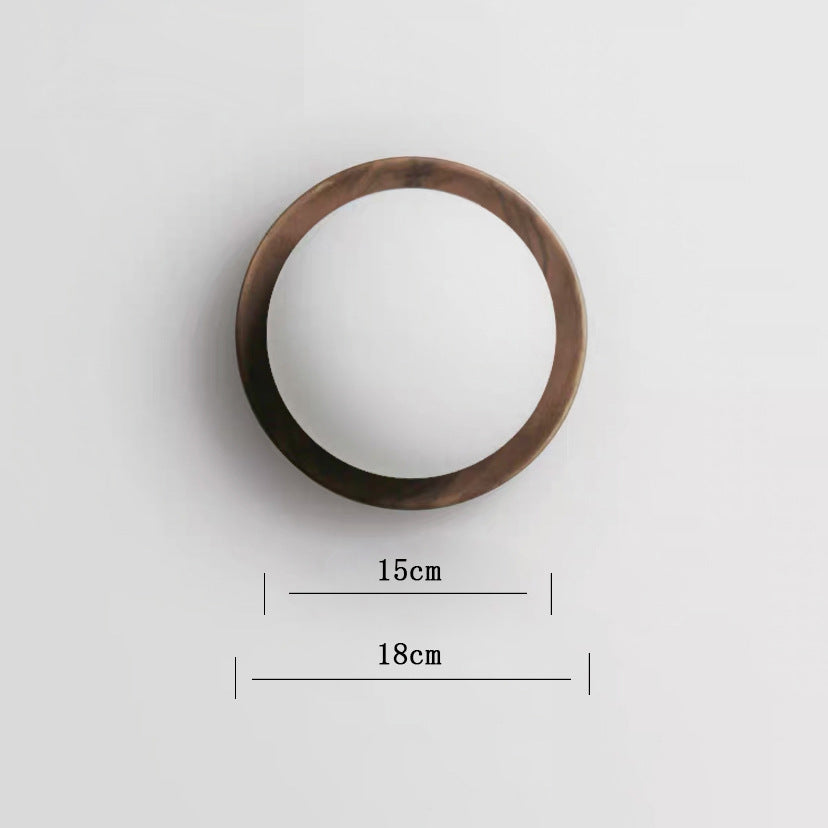 Wabi Sansan wind walnut wall lamp retro restaurant entrance bedside new Chinese living room homestay decoration bedroom wall lamp