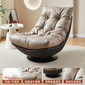 Nordic light luxury single sofa chair - rotatable, designer mid-century modern style genuine leather leisure lazy sofa for living room or balcony