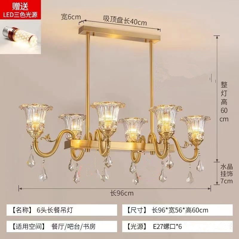 European crystal all-copper chandelier villa atmosphere living room dining room light duplex floor room American lighting light luxury chandelier