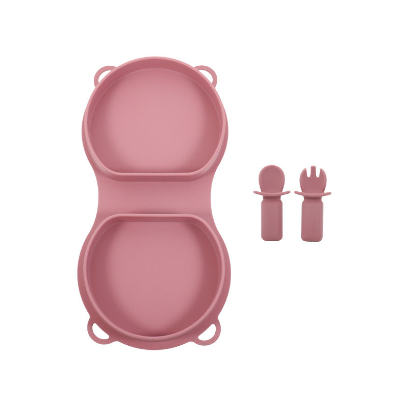 New Food Grade Silicone Toddler Plate Fork and Spoon Set Travel Silicone Baby Feeding Folding Lunch Box Set