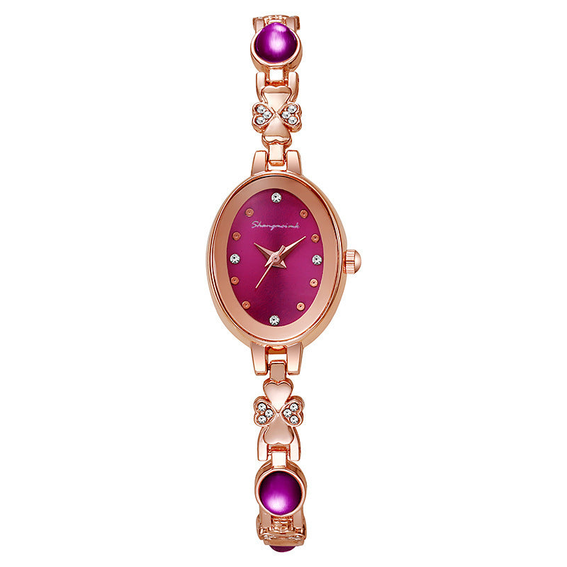 New arrival shangmei brand high-looking casualfashionelegantaccessible luxury diamond-encrusted retro oval watch women's watch
