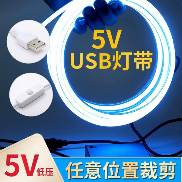 Wholesale led rechargeable light strip 5v low voltage battery usb flexible neon self-adhesive silicone soft light strip