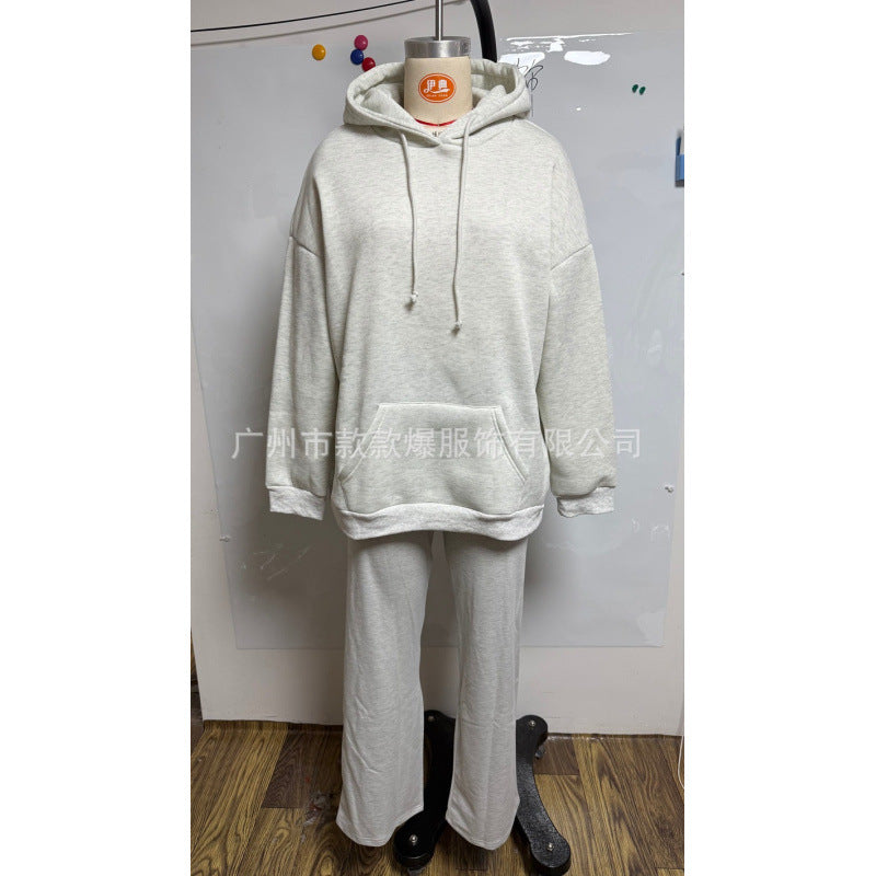 European and american cross-border  fall/winter new women's clothing  fashion versatile solid color wing sequin embroidery casual set