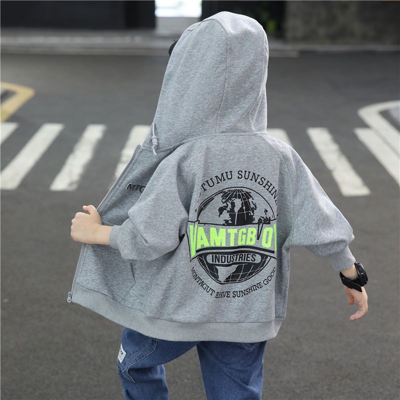 Boys' fleece-lined hoodie jacket - new autumn collection - outerwear for older boys and teens - winter apparel - student baseball jacket cardigan