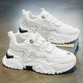 Men's winter 2025 new arrival: popular mid-top sneakers for middle school students - athletic, running, soft sole, height increasing, youth style, white, dad shoes, trendy footwear
