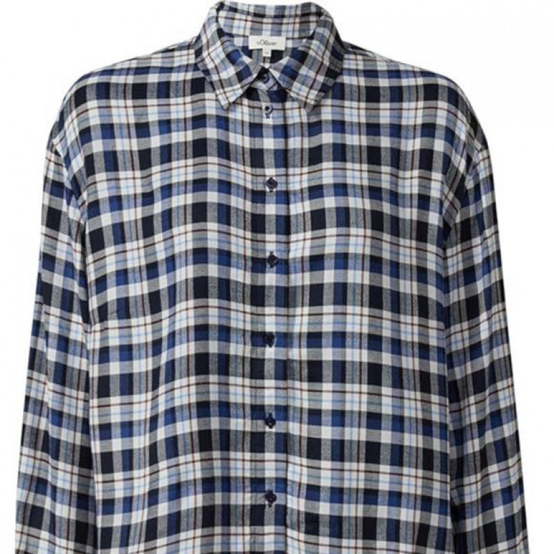 Amazon fashionpolo collar plaidlong sleevesshirt women's  spring new arrivalretrofashiontops