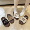 Thick sole furry slippers for women outwear2024new arrival autumn winter lambswool furry popularfashion home cotton slippers