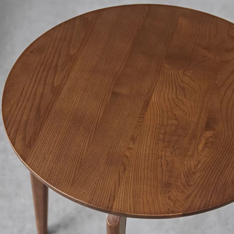 Scandinavian solid wood small coffee table ash wood round side table small apartment living room sofa side table balcony mini round table