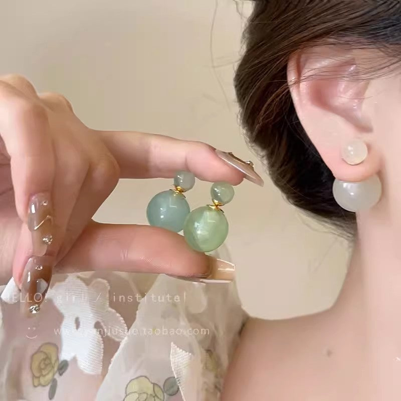925 silver needle jelly color pearl bubble earrings for women, two-wear fresh contrast color earrings, korean style sweet earrings