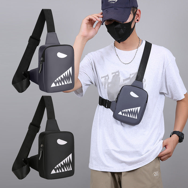 New men's breast bag, Japanese and Korean trend casual fanny pack, men's messenger bag, sports women's chest bag, shoulder backpack, small bag.