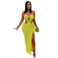 C7407 cross-border   fashion women's sexy knitted halter backless solid color dress