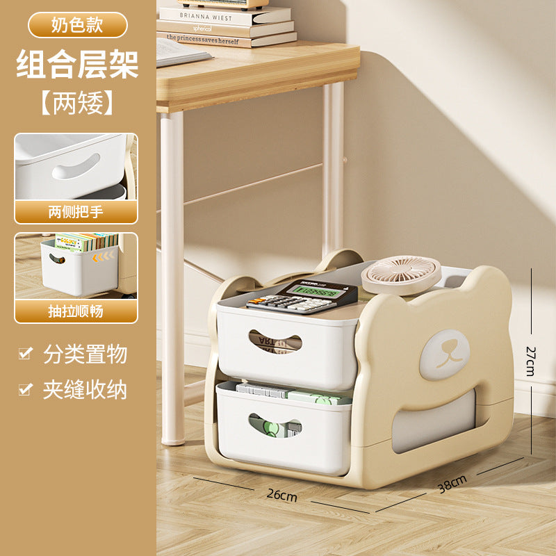 Mobile under-desk bookshelf organizer - portable trolley for students, home, dorm, and desktop storage