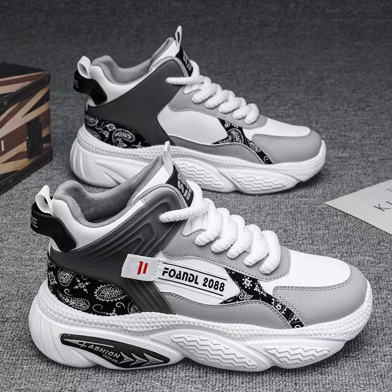 Popular men's shoes 2025 spring high-top basketball sneakers men's youth trendy brand running dad shoes to increase height