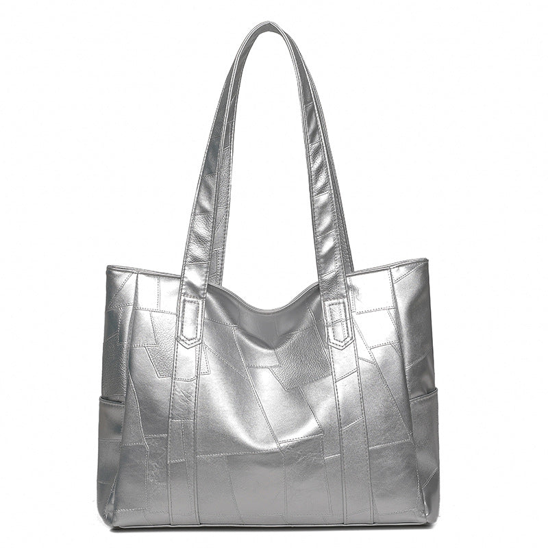 2025 new fashion large capacity women's shoulder bag pu leather tote bag simple versatile crossbody bag - cross-border