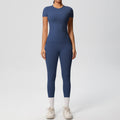 Ready-to-ship, solid color, double-sided brushed, breathable, form-fitting, two-piece activewear set for fitness, running, and yoga