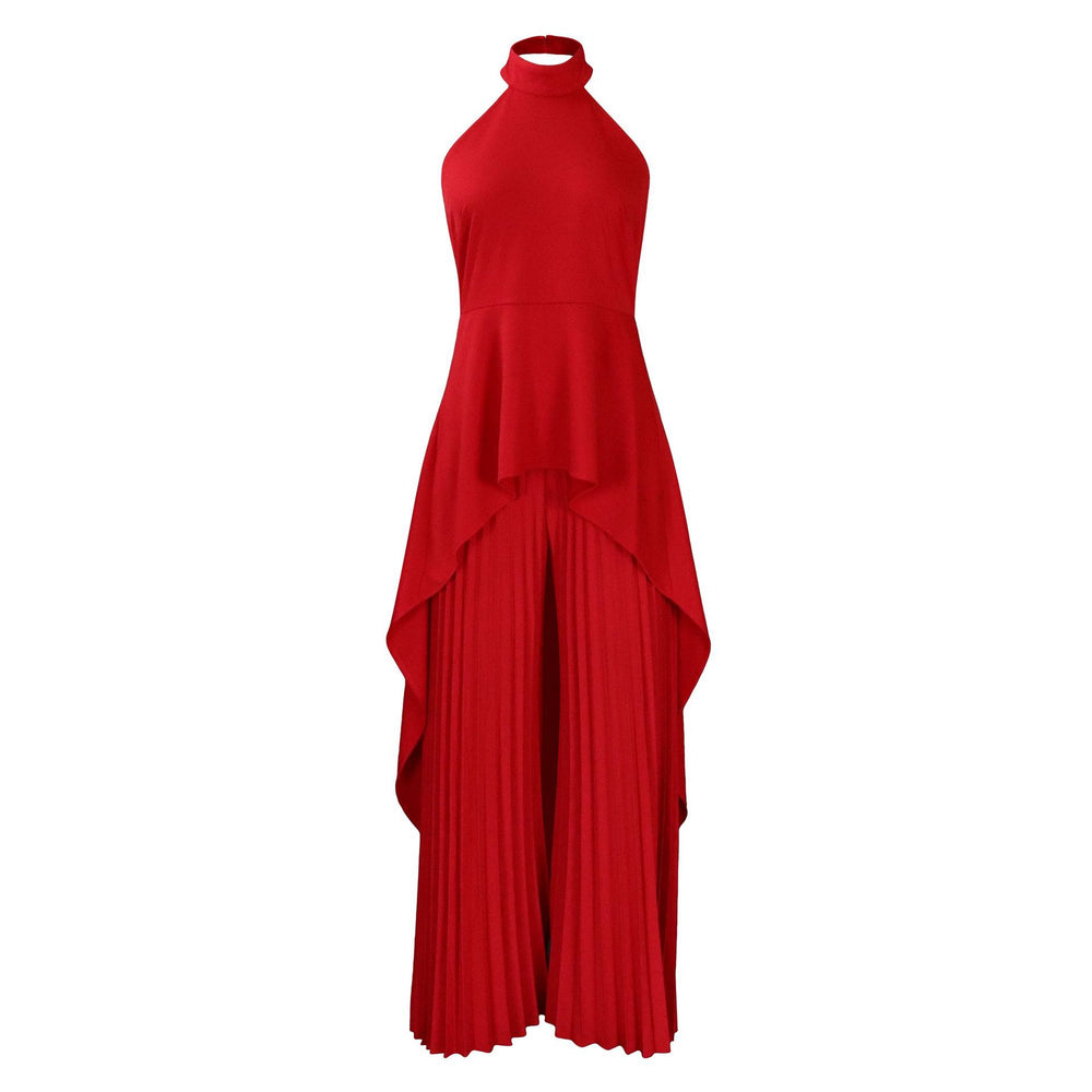 C8556 european and american clothing independent station cross-border ol sleeveless asymmetricaltops wide-leg pants two-piece set foreign trade suit