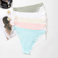 Exportfashion seamless ice silk women's low waist briefs sexylacepatchworkplaid breathable underwear women