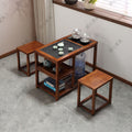 Solid wood balcony tea table small coffee table tea table and chair combination all-in-one complete set with water kettle stone plate zhuo casual