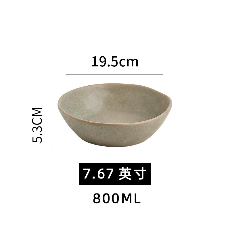 Vintage irregular creative tableware ceramic salad bowl home restaurant dessert bowl minimalist western food rice bowl