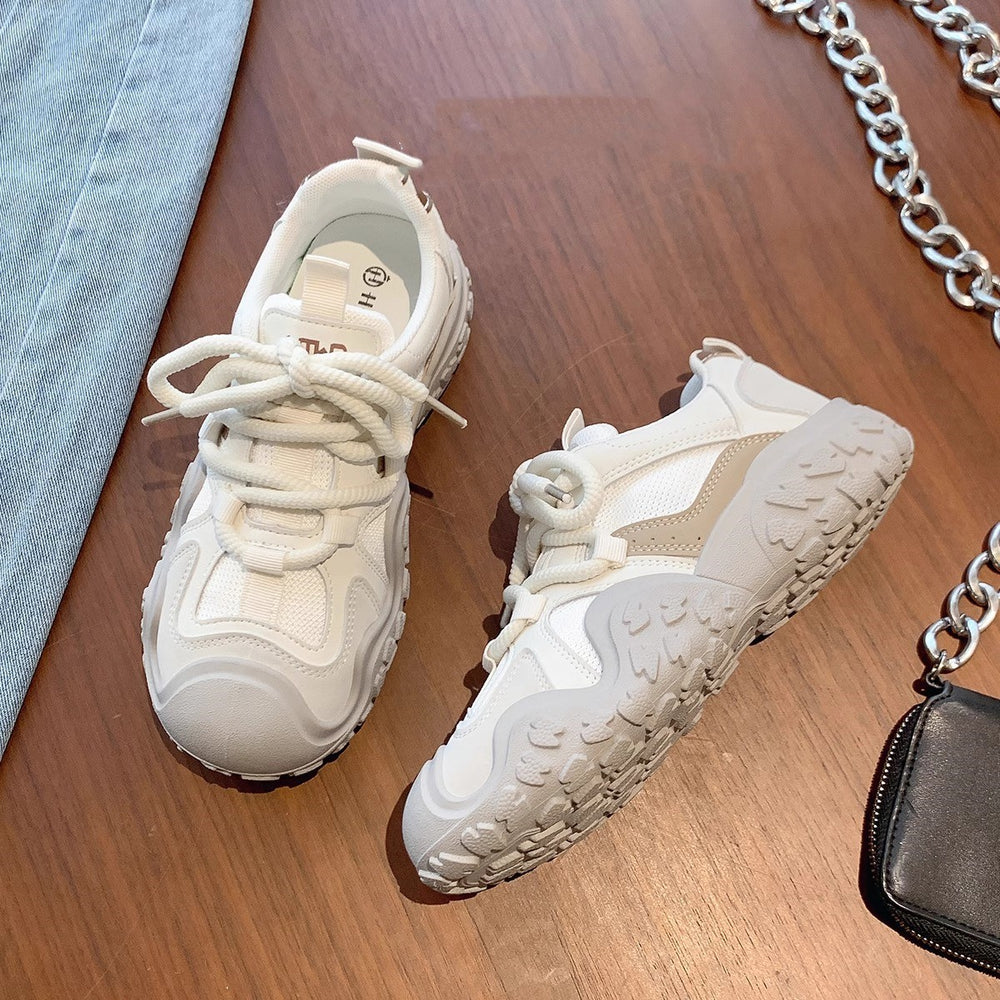Women's sneakers: 2025 new spring/summer hot styles - chunky sole, versatile white sneakers, soft sole, lightweight running & casual shoes