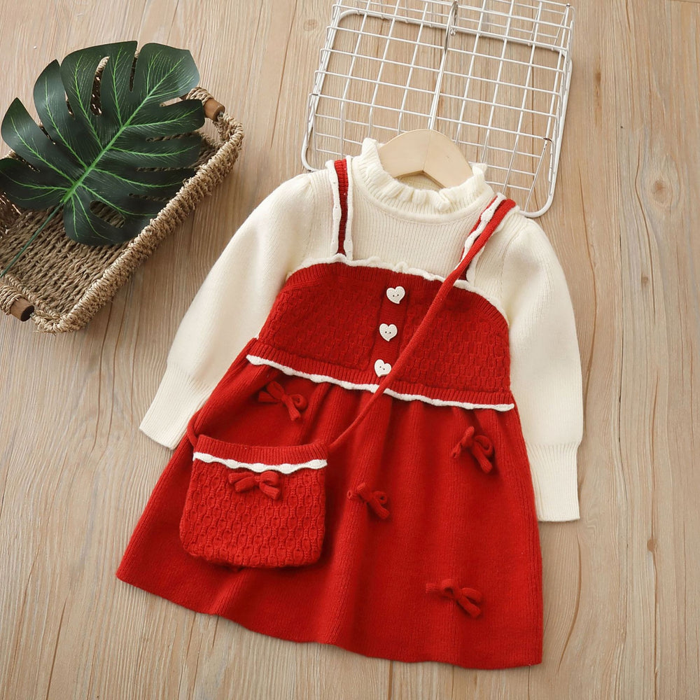 Girls' knit sweater dress - new autumn/winter  collection - handmade floral knit dress - sweet and stylish little girl's dress