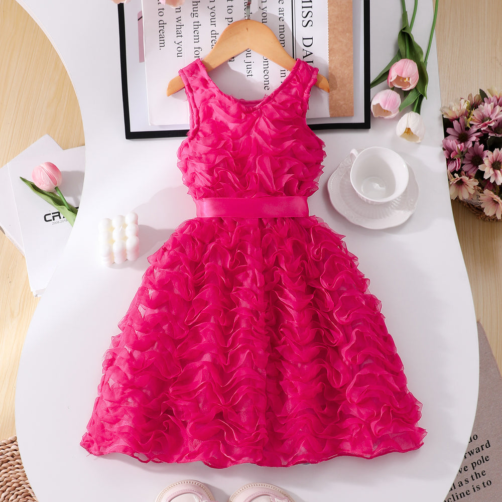 Girls' (toddler) dress, elegant party dress with 3d wavy stripes