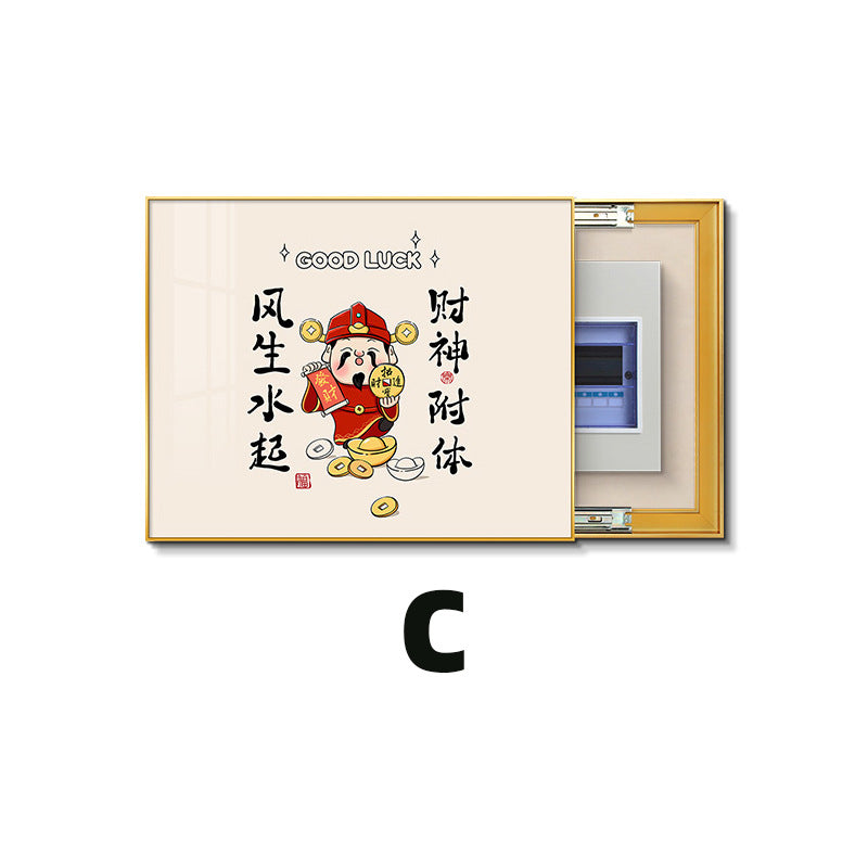 Nordic meter box decorative painting, no punching distribution box, electric switch box shielding hanging God of Wealth switch box, meter box mural