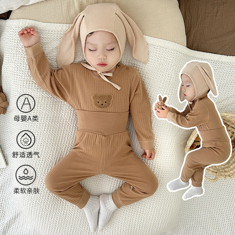 Korean style ins baby separates set - pure cotton infant undershirt, autumn/winter warm high-waisted close-fitting underwear pajama set