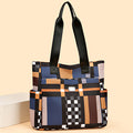 2026 new women's bag large capacity shoulder bag fashionable tote bag color block oxford cloth tote bag mom bag