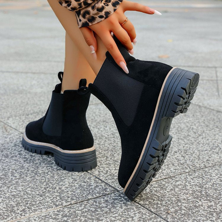 British style martin boots women's  new spring and autumn single boots chelsea slim boots winter casualthick sole short boots