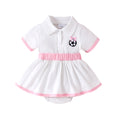 Kids clothing  cross-border new arrivalfashionspring & fallgirl white short-sleeved one-piece dress