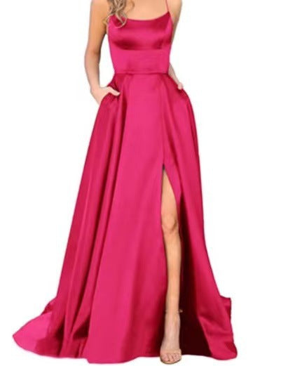 solid color european and american bridesmaid dresses long slimming off-the-shoulder best friend  fashion bridesmaid evening gowns